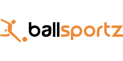 Logo of ballsportz, featuring an orange figure kicking a ball followed by the word "ballsportz" in black and orange text.